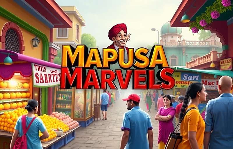 Mapusa Marvels Official Game Cover Mapusa Marvels game cover featuring vibrant Indian market scene with colorful stalls and diverse shoppers