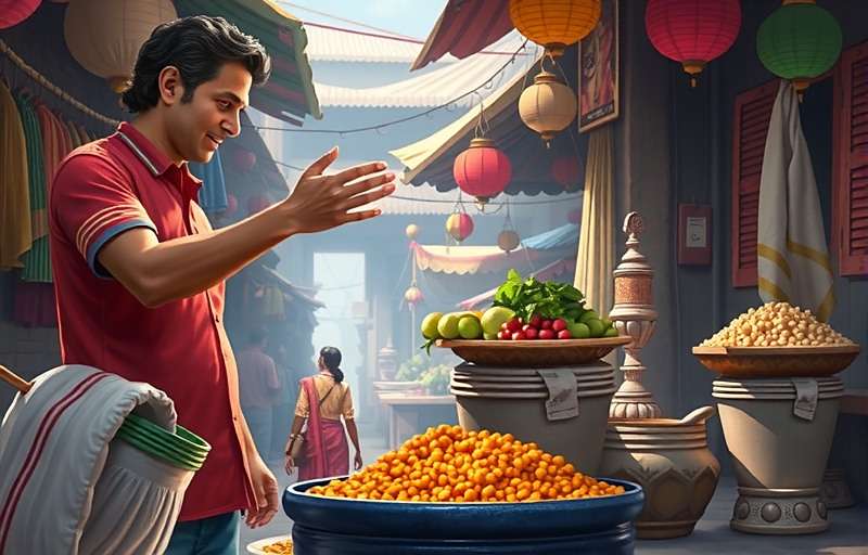 Mapusa Marvels Bargaining Guide Mapusa Marvels bargaining scene showing player negotiating prices with a vendor in a traditional Indian market